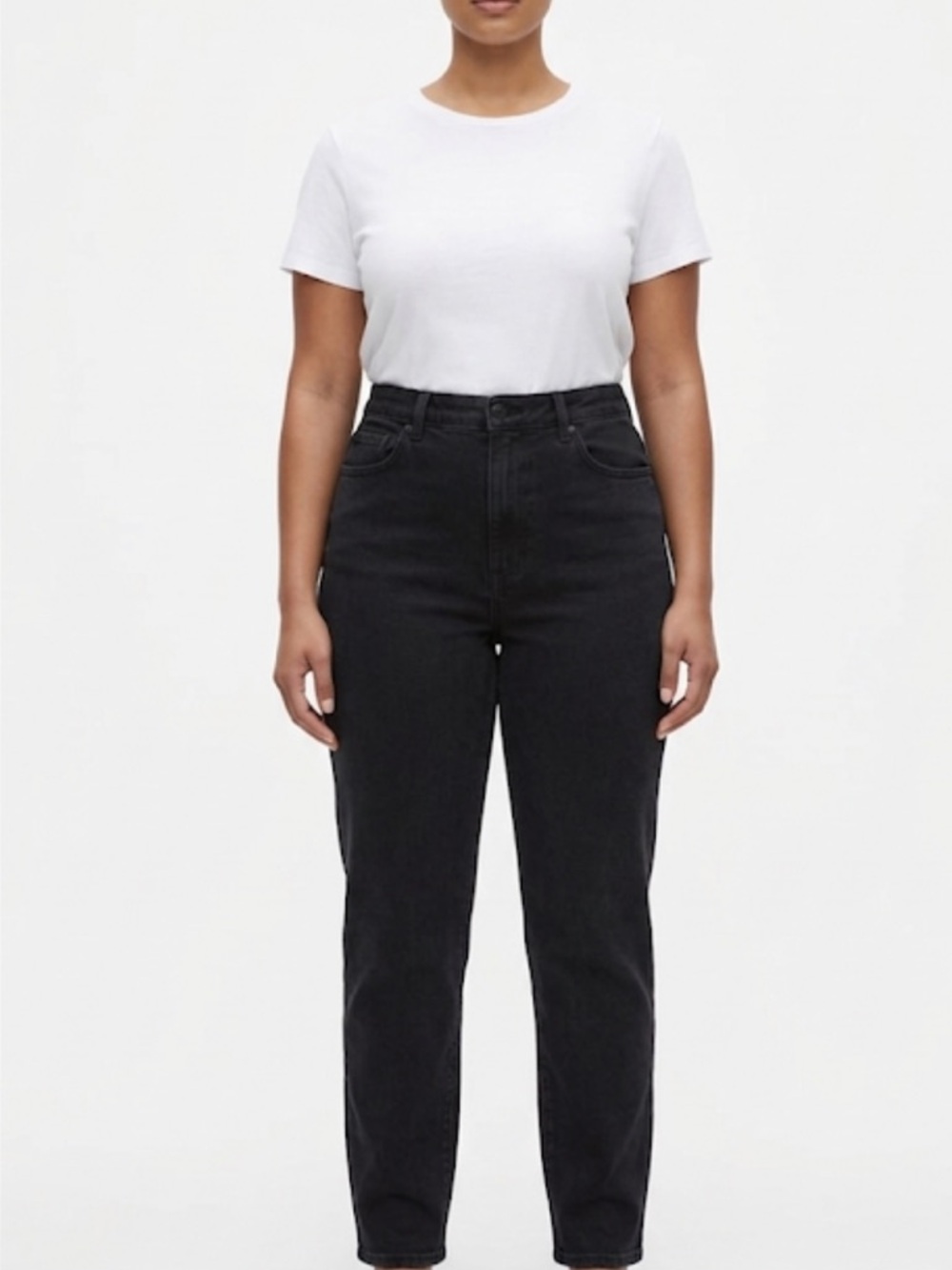 American Eagle Stretch Mom Jeans Sz 8 | High Rise Black Denim AEO - Picture 1 of 12